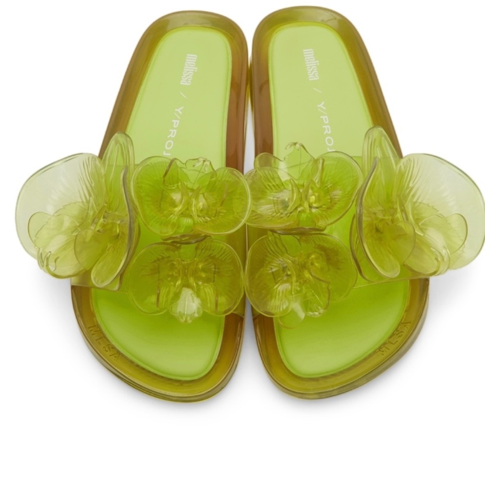 Melissa X Y/Project Women's Lime Green Floral Slide Sandals size 39 US 8
